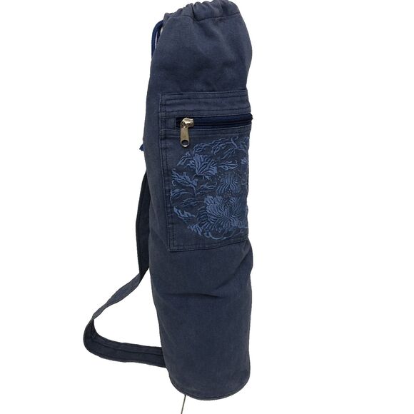 Gaiam Watercress Cargo Yoga Mat Cotton Bag - Blue Tote - Picture 1 of 9